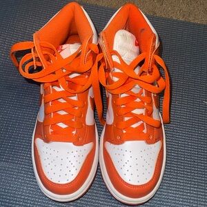 Orange and White High Top Nike Dunks